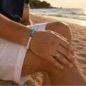 Bransoletka Męska Ocean z Turkusu i Howlitu – Kamienie Naturalne | Prezent dla Mężczyzny