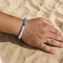 Bransoletka Męska Ocean z Białego i Niebieskiego Howlitu – Kamienie Naturalne | Prezent dla Mężczyzny
