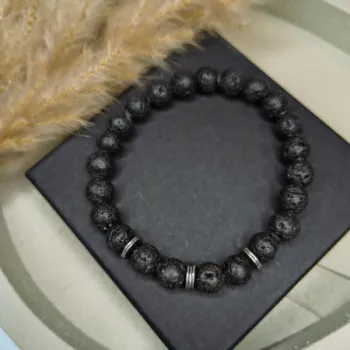 Bransoletka męska lawa wulkaniczna talizman amulet ochrona siła
